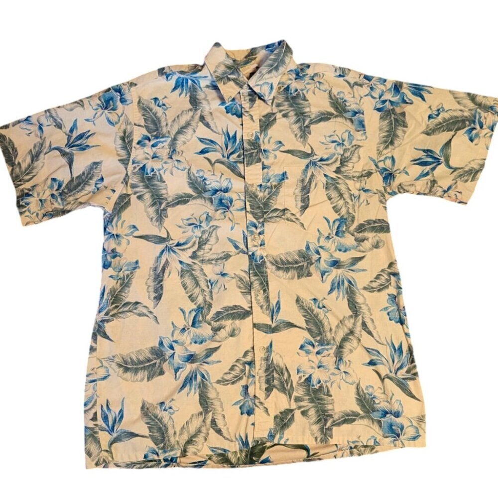 Vintage Go Barefoot Hawaii Aloha Shirt Cotton Button Reverse Dye Floral Size XL‎